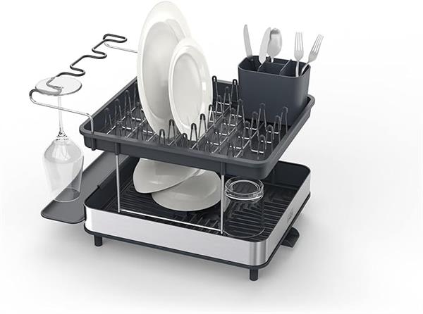 Joseph Joseph Excel 2-Tier SS Dish Rack Wine Glass Holder